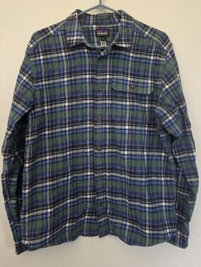 Patagonia Plaid Flannel Shirt – Organic Cotton – Button-Up – Green/Blue